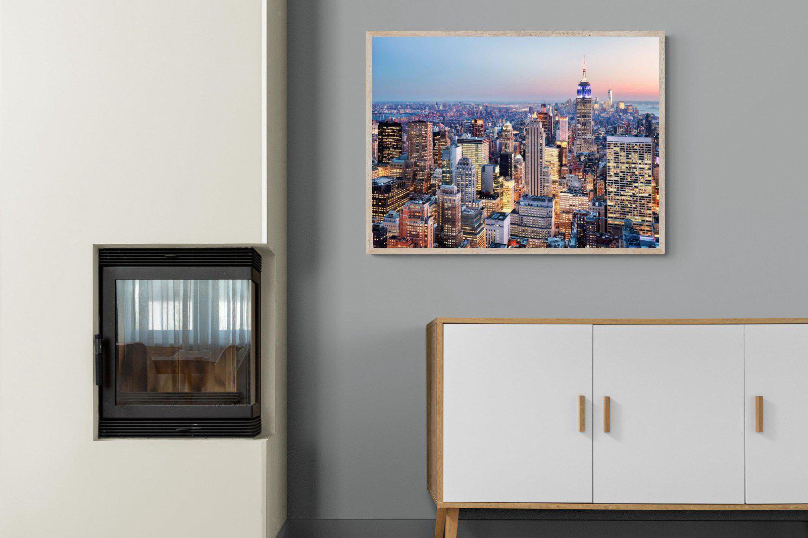 NYC Sunset-Wall_Art-100 x 75cm-Mounted Canvas-Wood-Pixalot